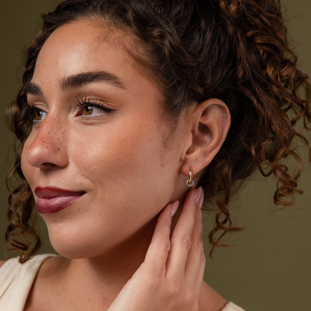 Mixed Metal Pave Hoops