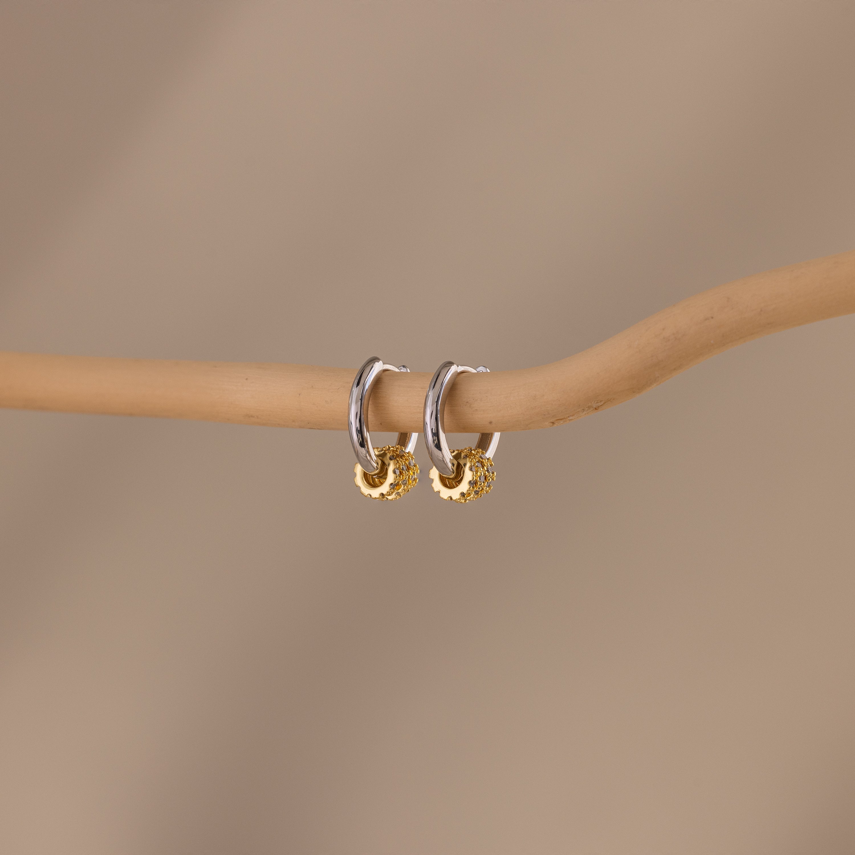 Mixed Metal Pave Hoops