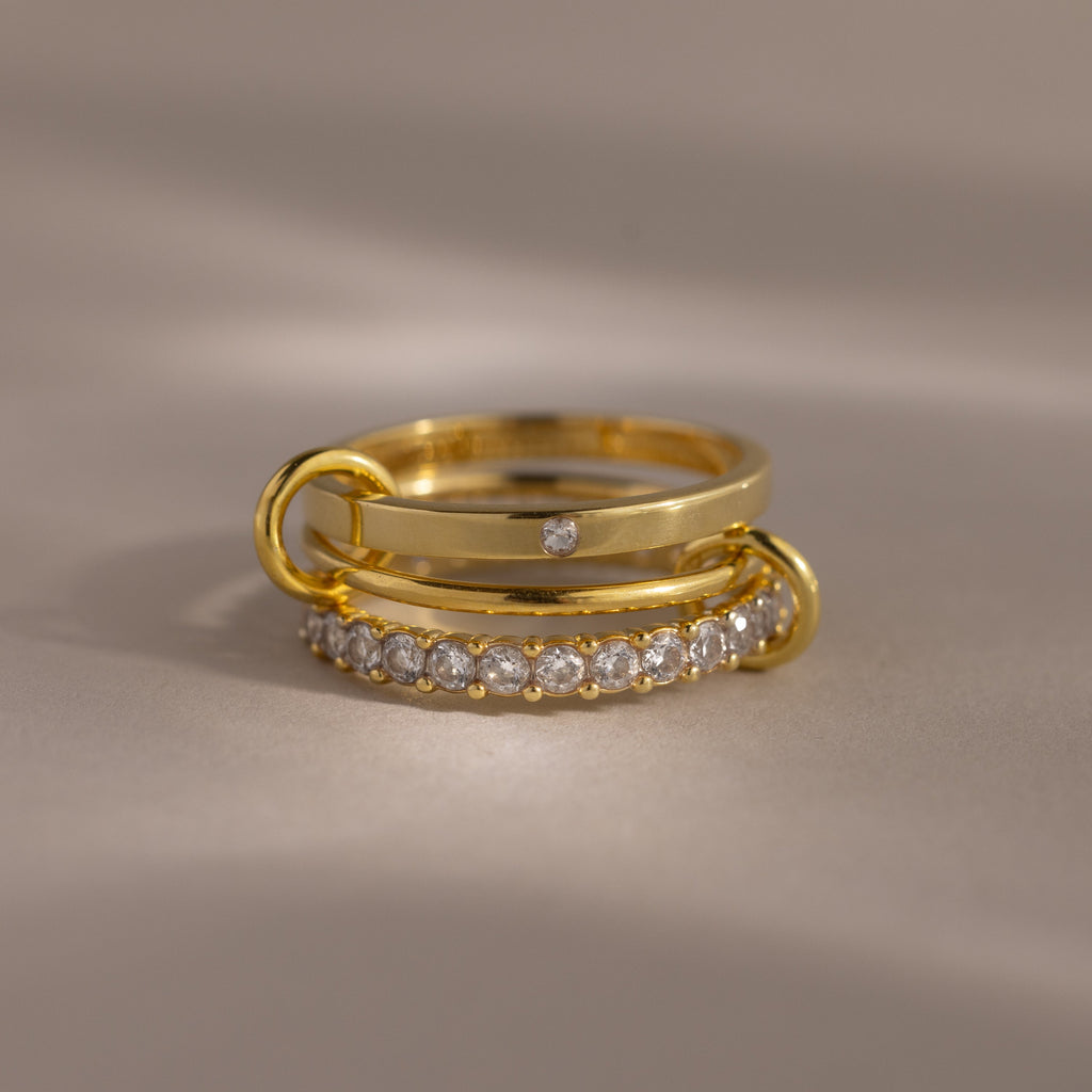 Triple Linked Birthstone Ring Set
