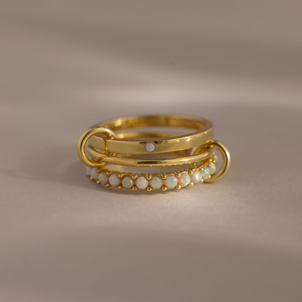 Triple Linked Birthstone Ring Set
