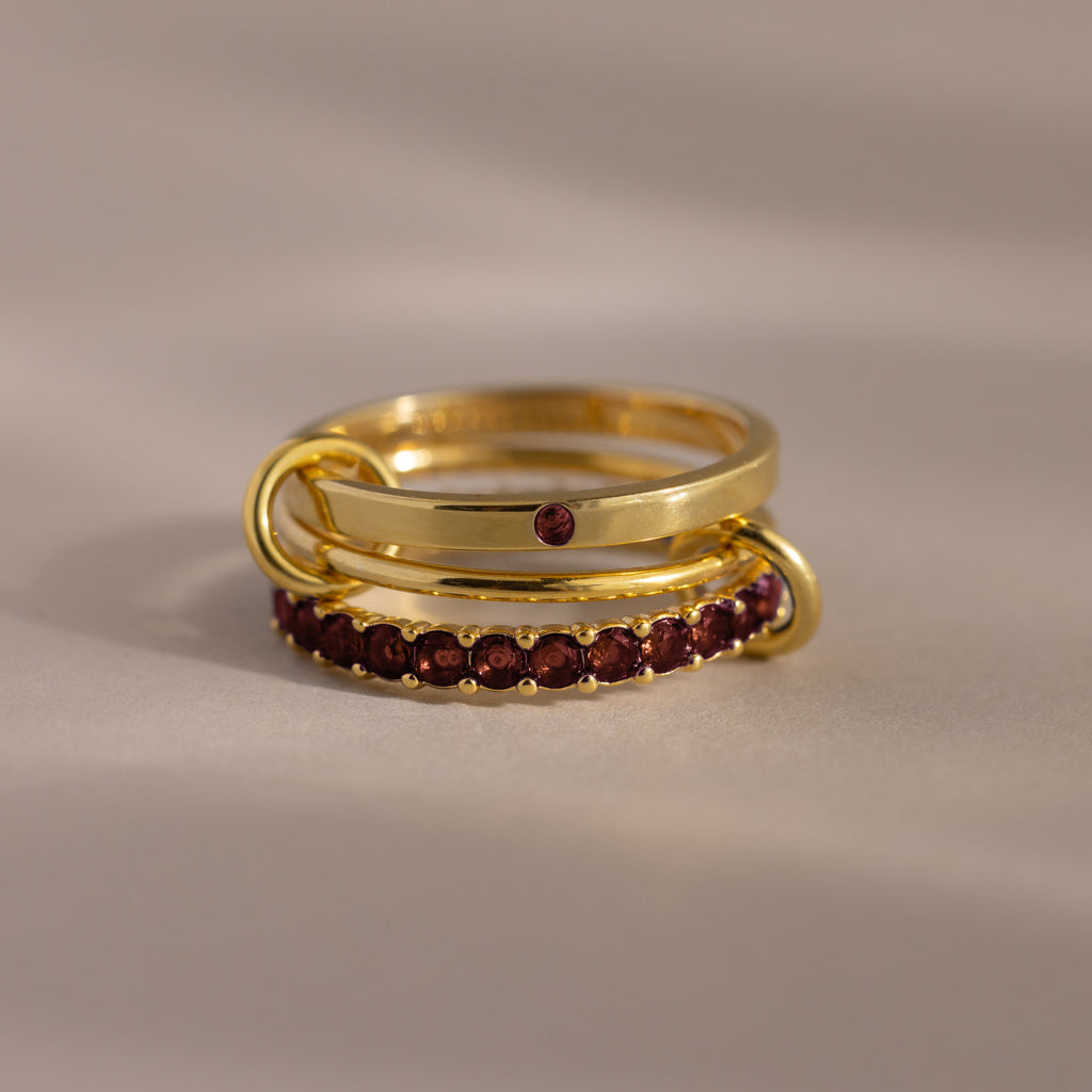 Triple Linked Birthstone Ring Set