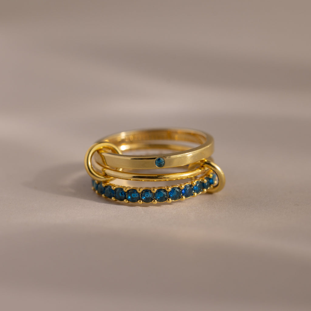Triple Linked Birthstone Ring Set