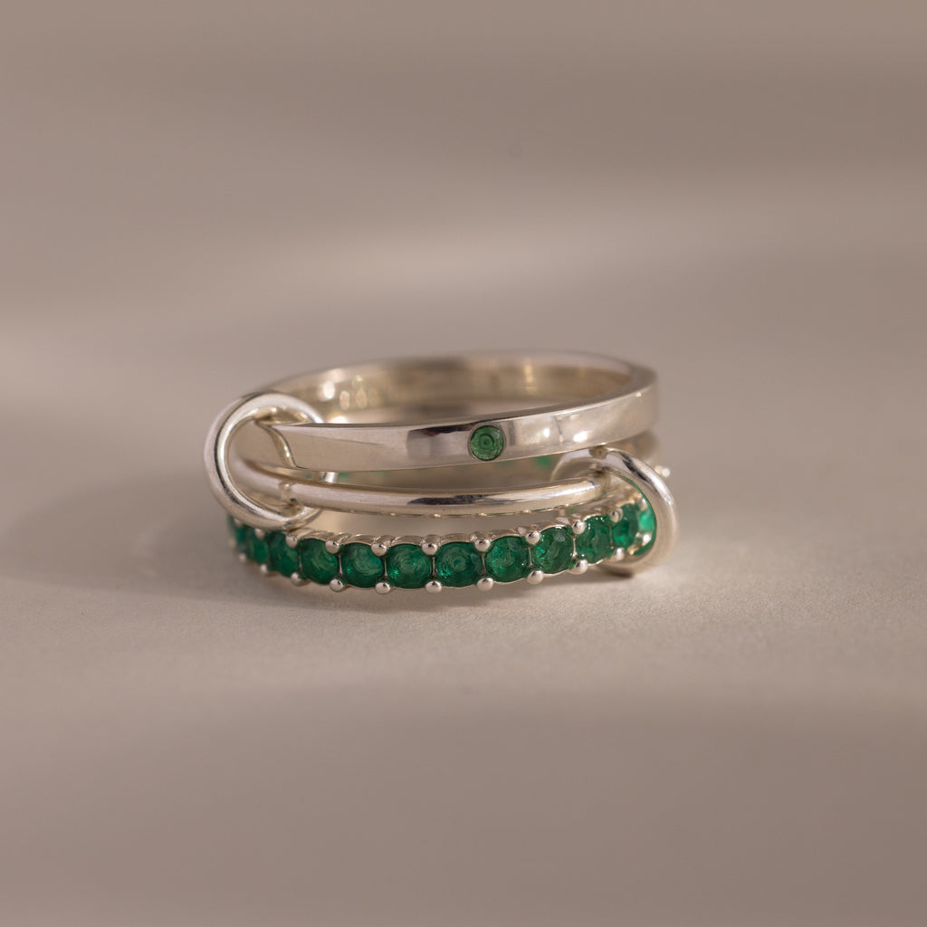 Triple Linked Birthstone Ring Set
