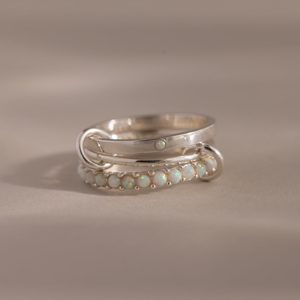 Triple Linked Birthstone Ring Set