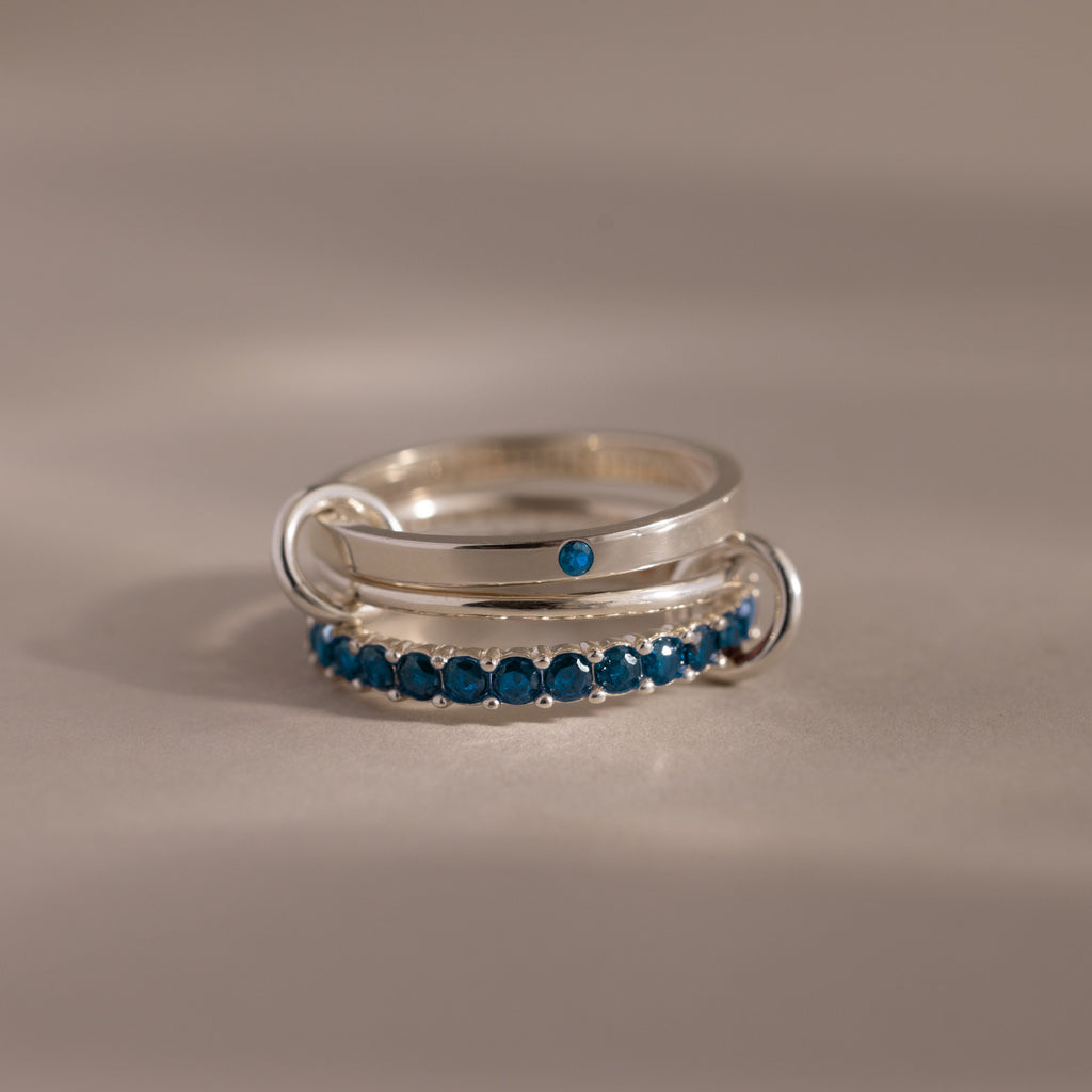 Triple Linked Birthstone Ring Set