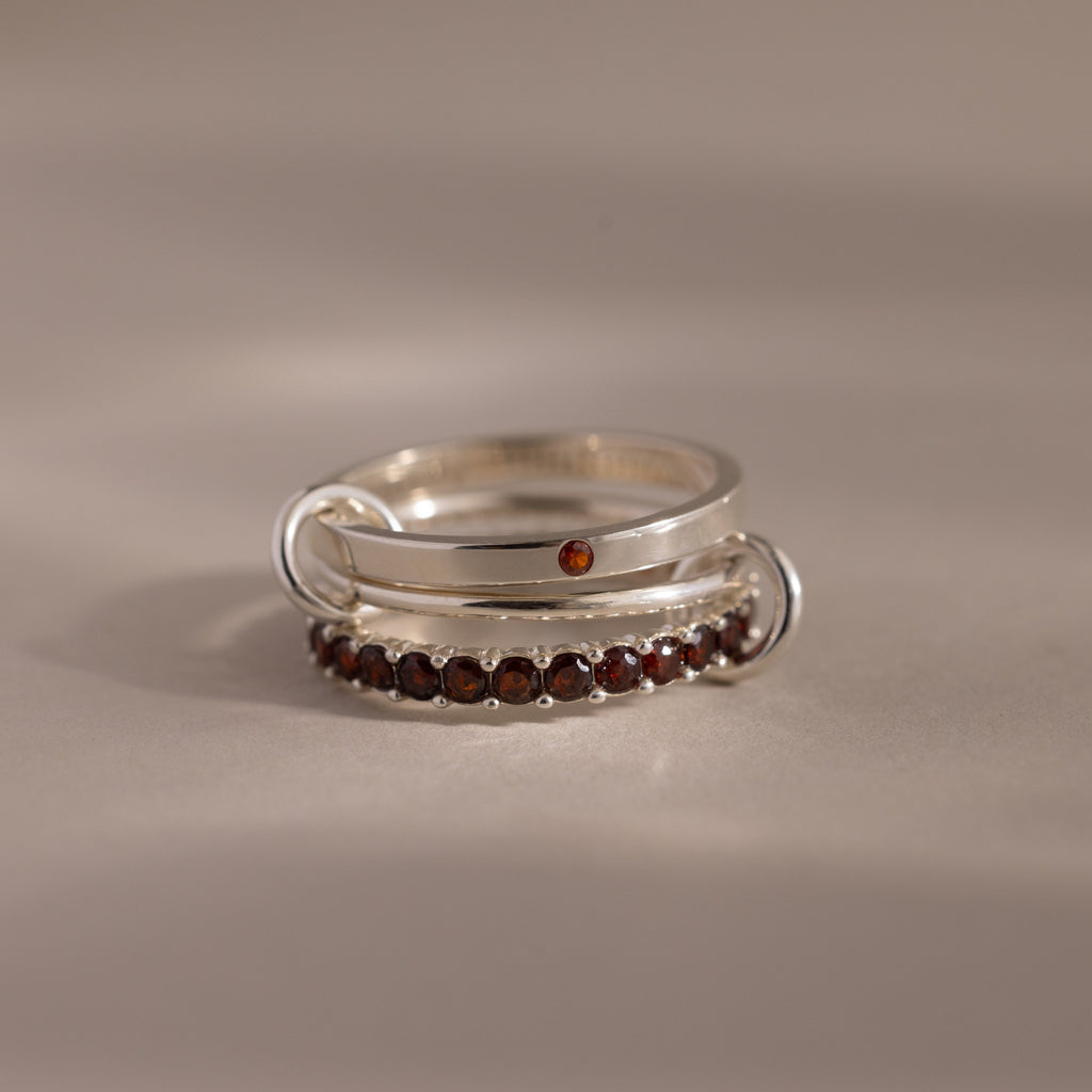 Triple Linked Birthstone Ring Set
