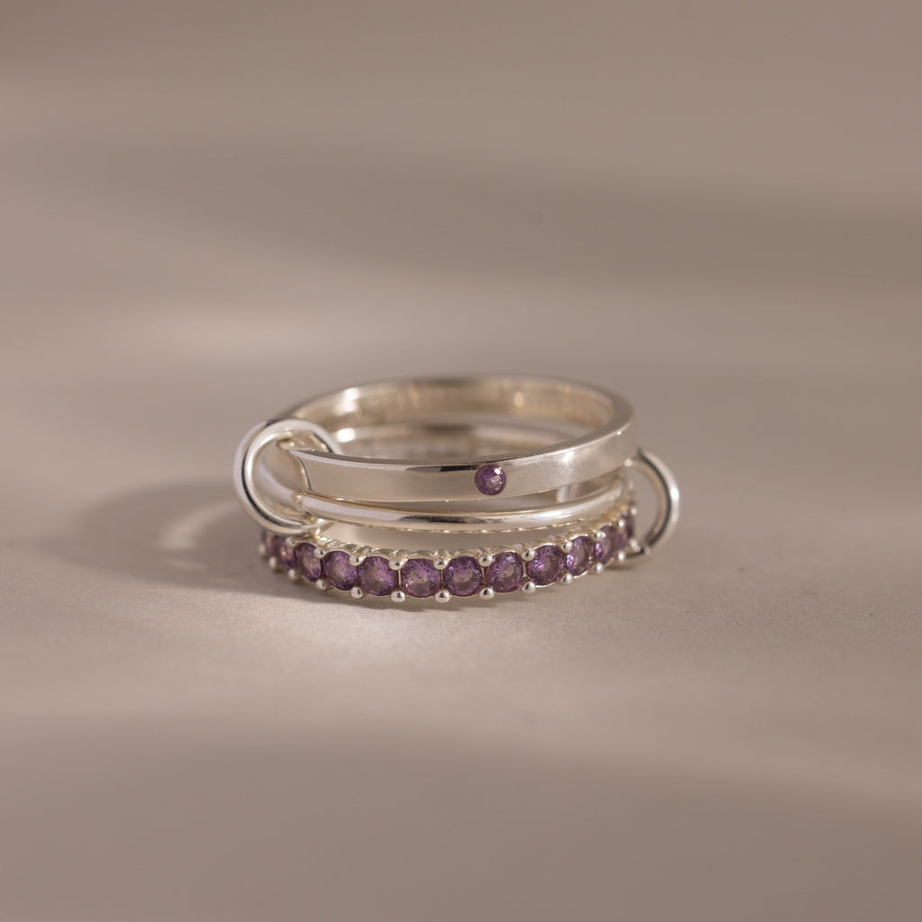 Triple Linked Birthstone Ring Set