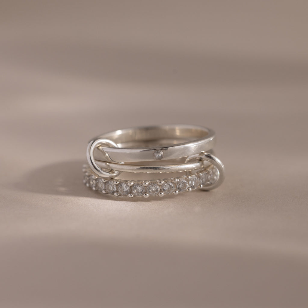 Triple Linked Birthstone Ring Set