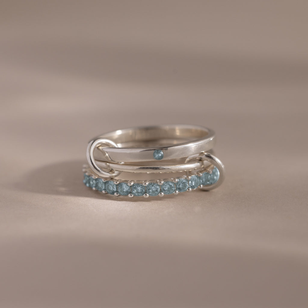Triple Linked Birthstone Ring Set