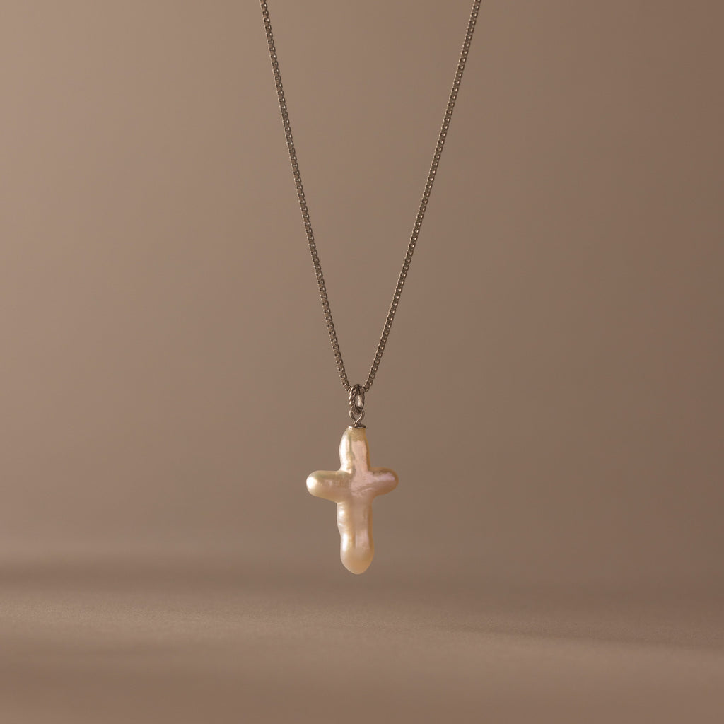 Baroque Pearl Cross Necklace
