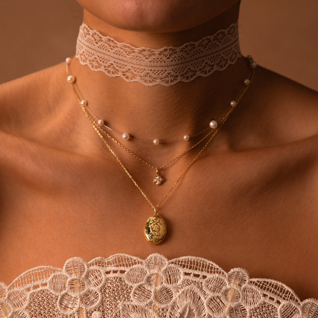 Floral Handwriting Locket Necklace