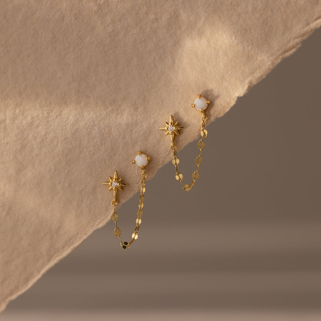 Opal & Star Duo Chain Studs