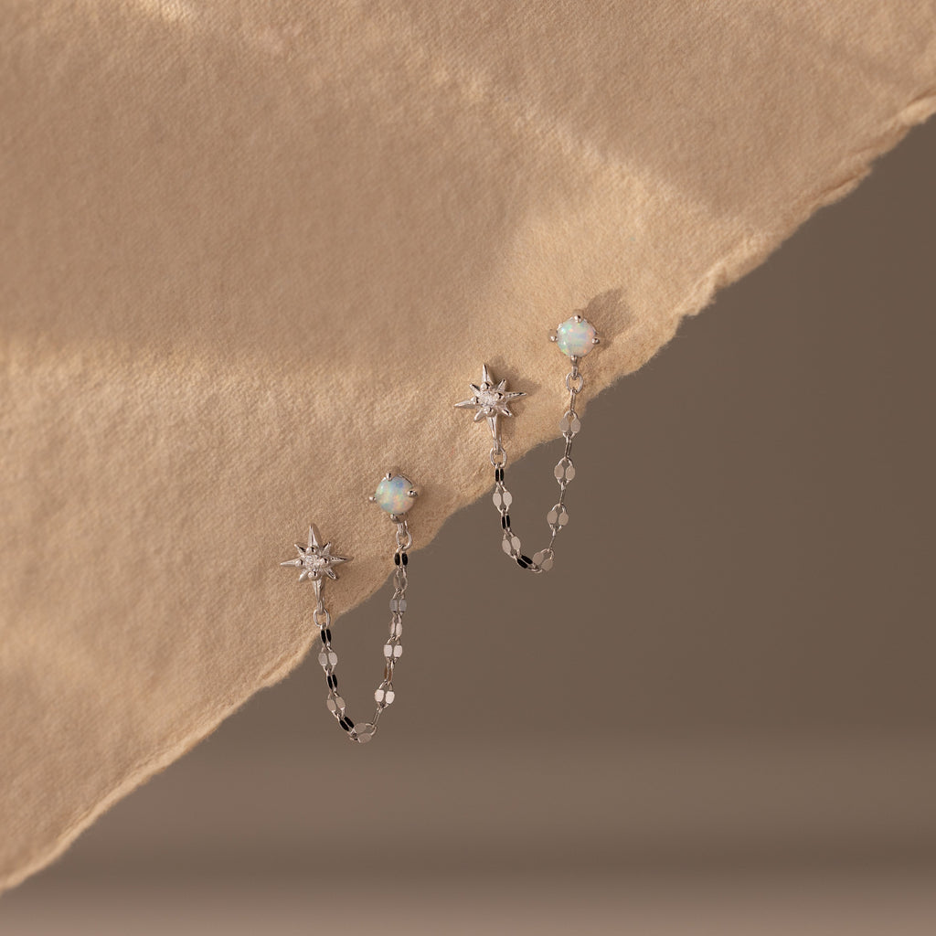 Opal & Star Duo Chain Studs