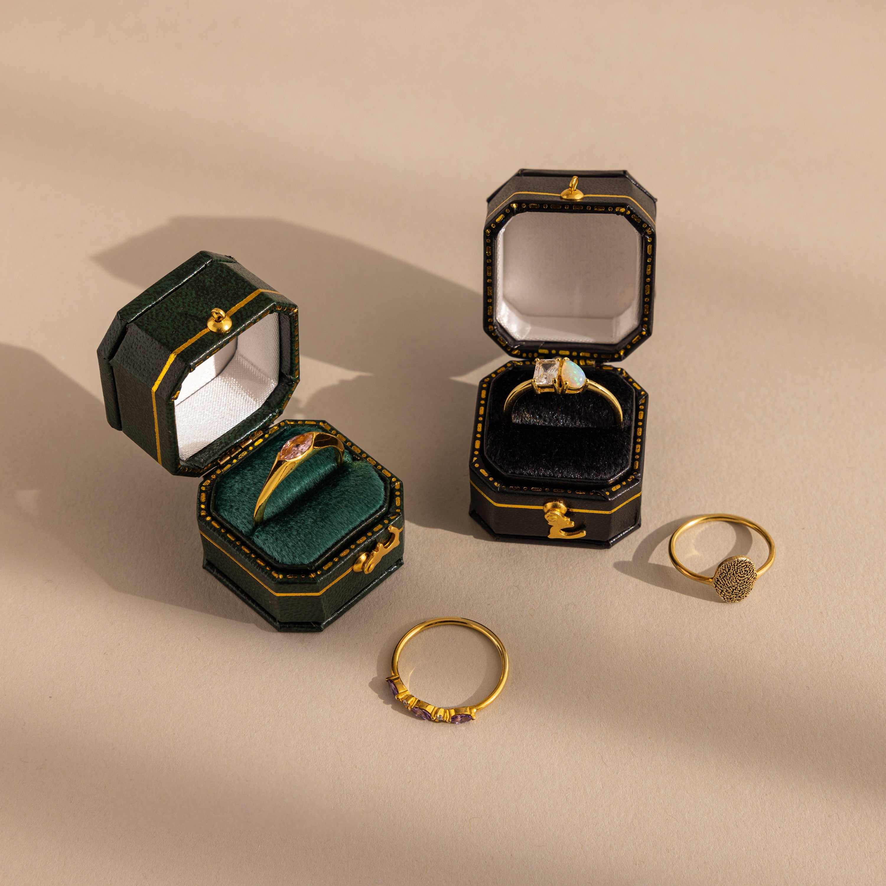 Square Leather Ring Box