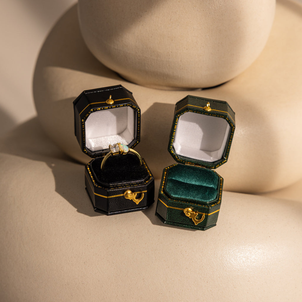 Square Leather Ring Box