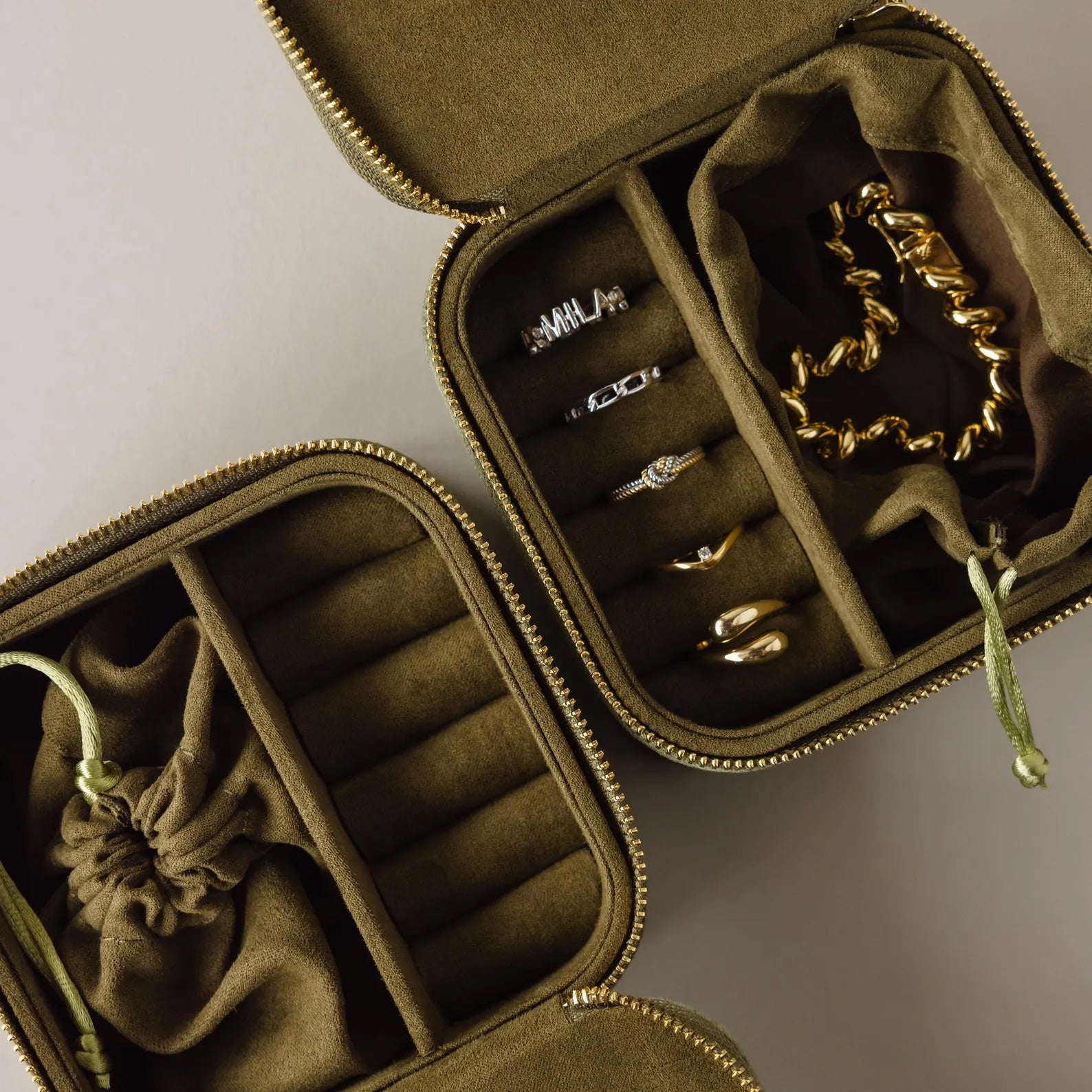 Green Velvet Jewelry Box
