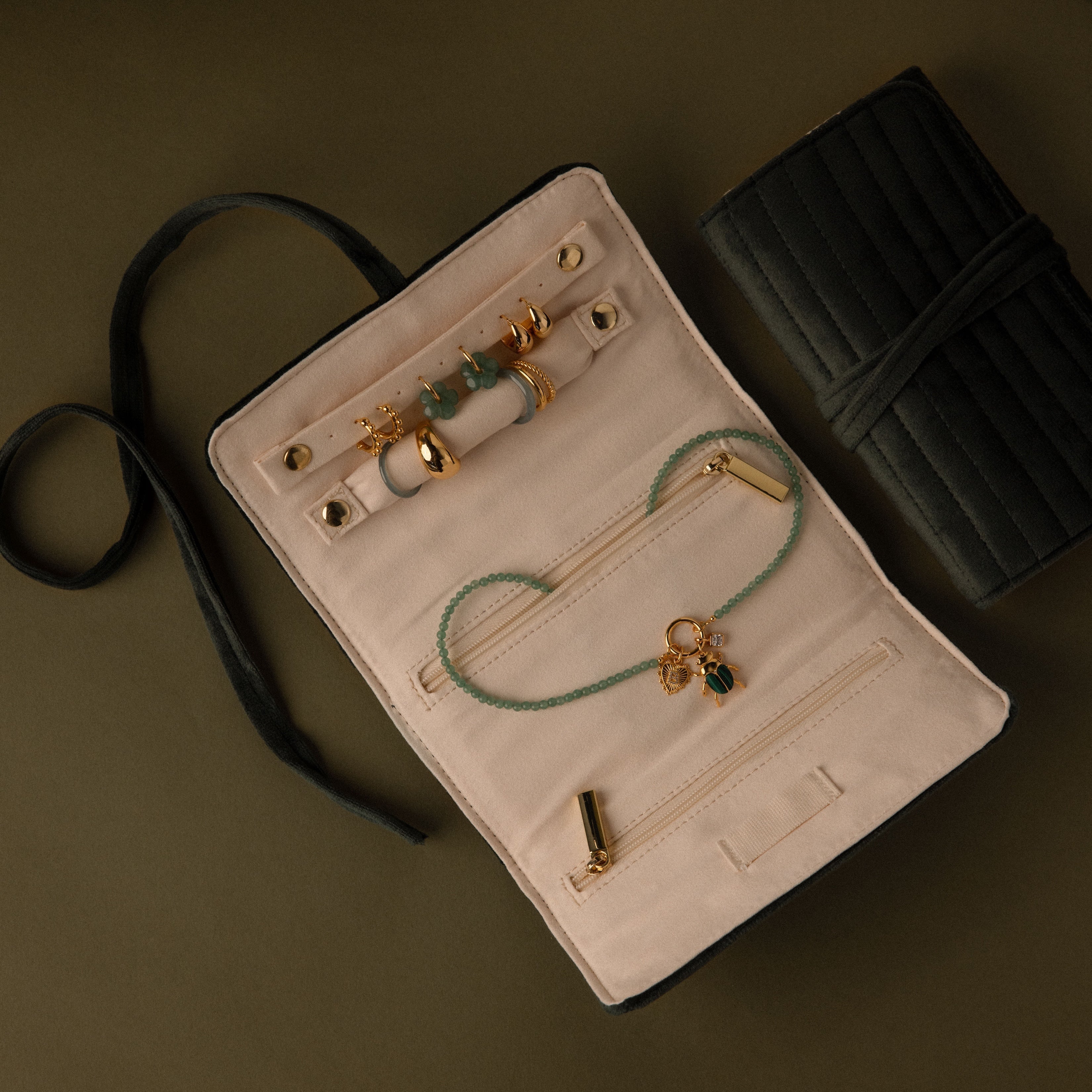 Velvet Roll-Up Jewelry Case