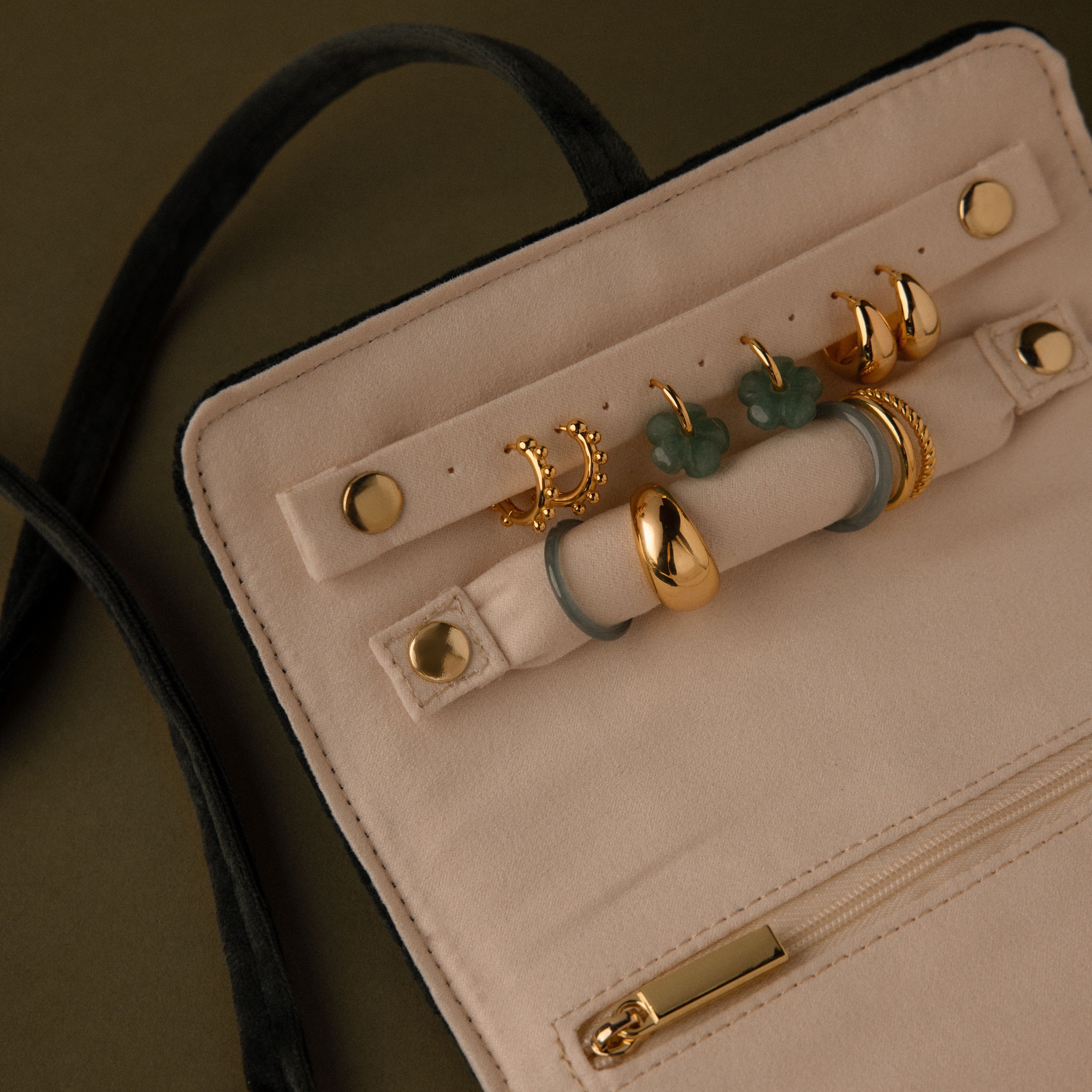 Velvet Roll-Up Jewelry Case