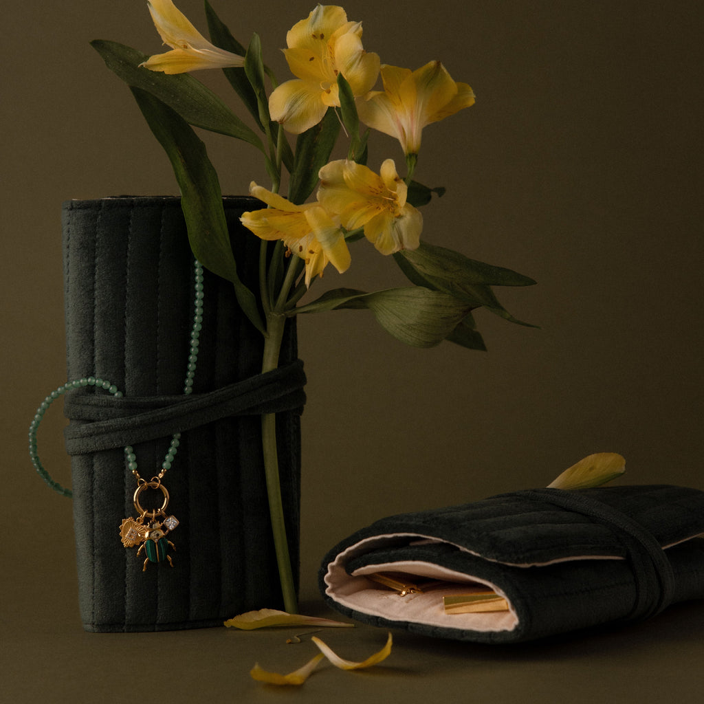 Velvet Roll-Up Jewelry Case