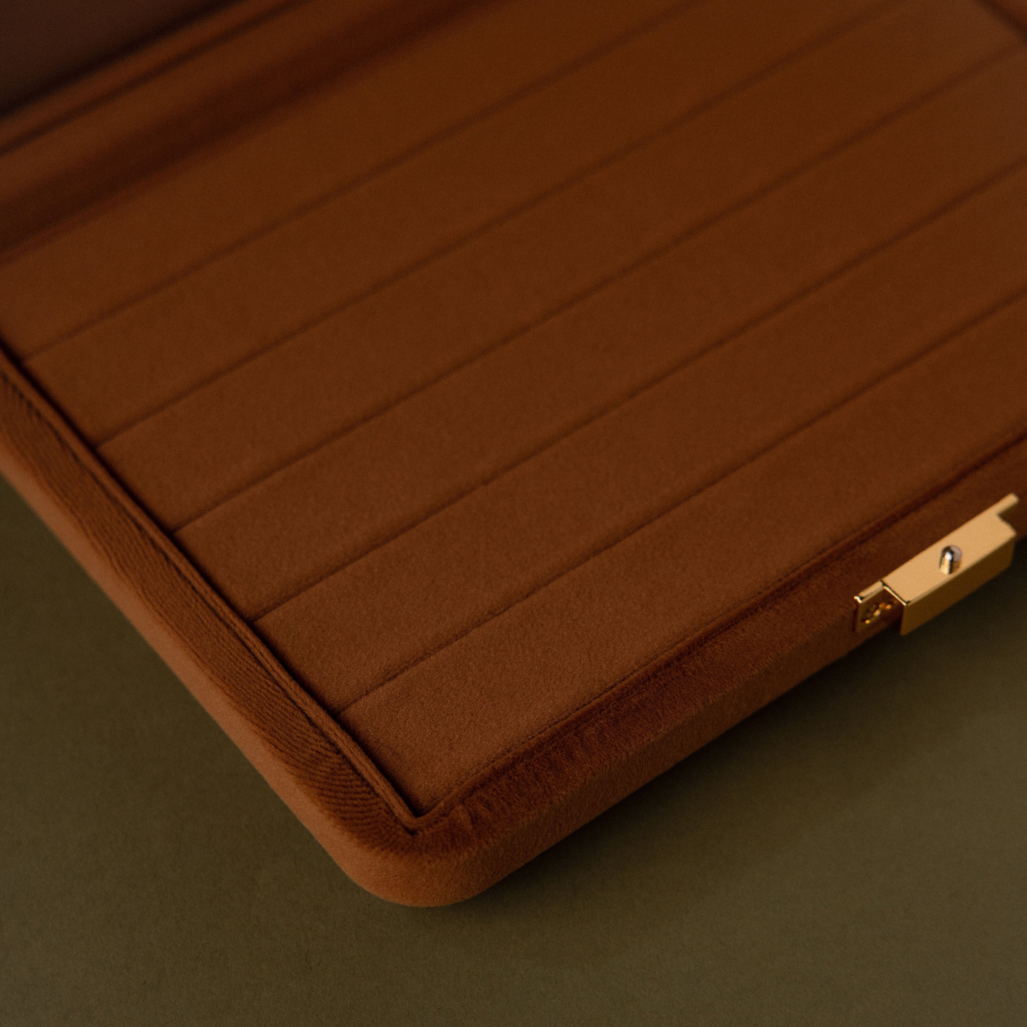 Brown Rectangle Velvet Jewelry Case