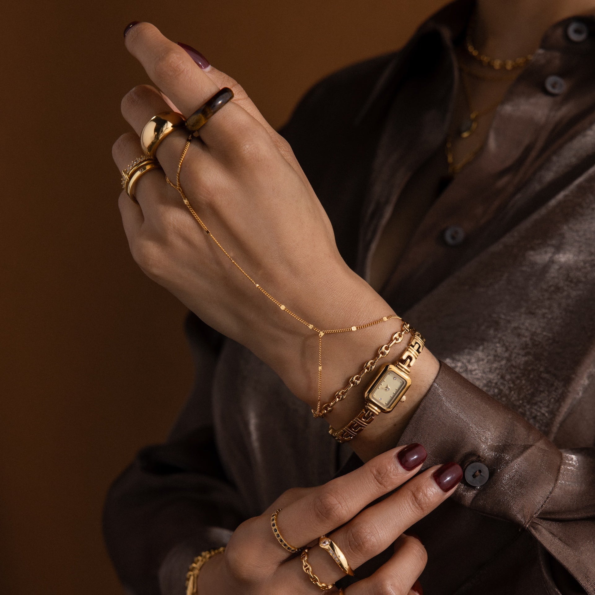 Beaded Hand Chain Bracelet