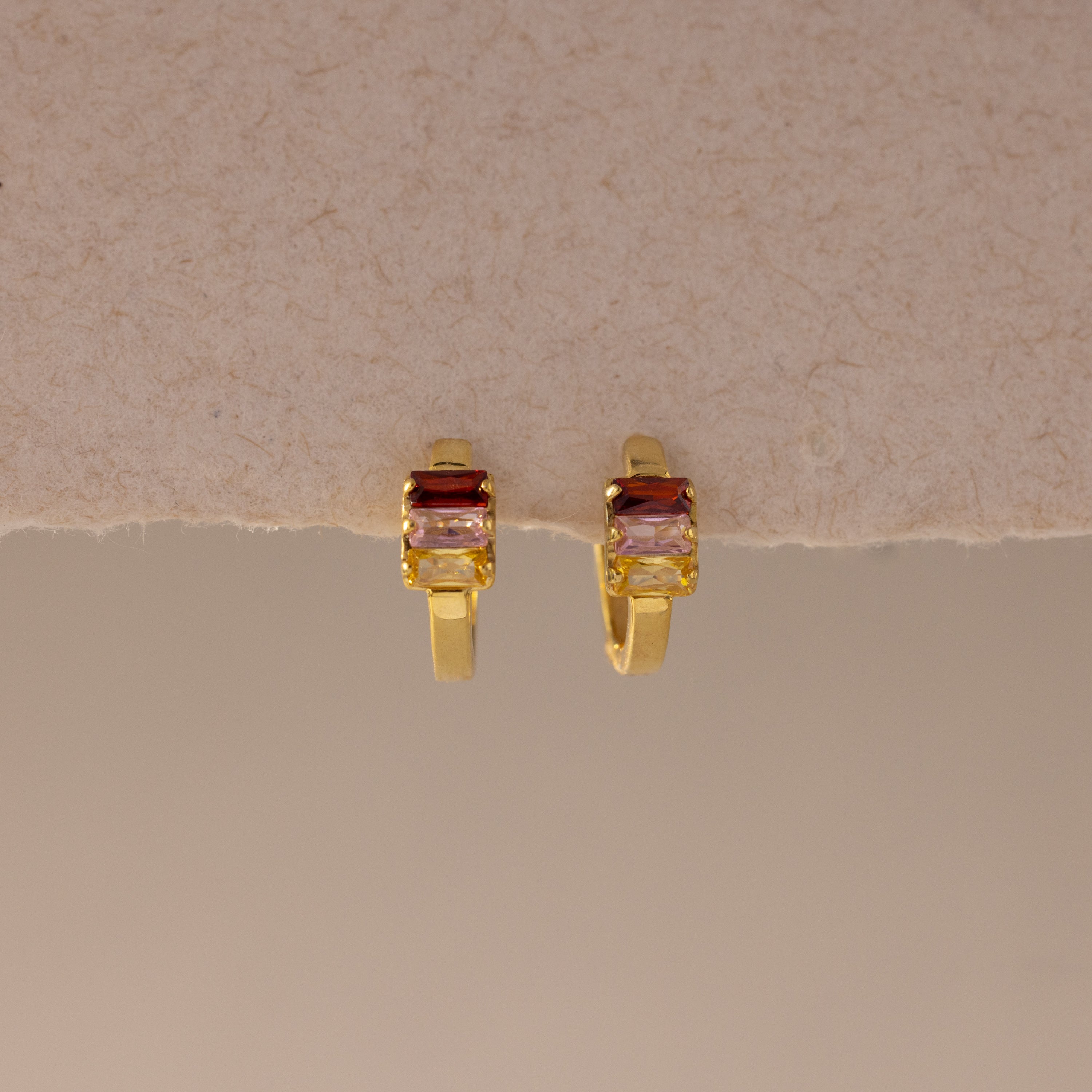Multiple Baguette Birthstone Huggies