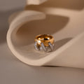Sculpted Mixed Metal Link Ring