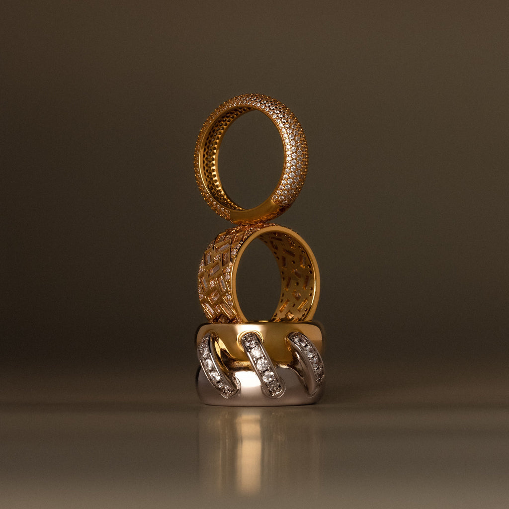 Sculpted Mixed Metal Link Ring