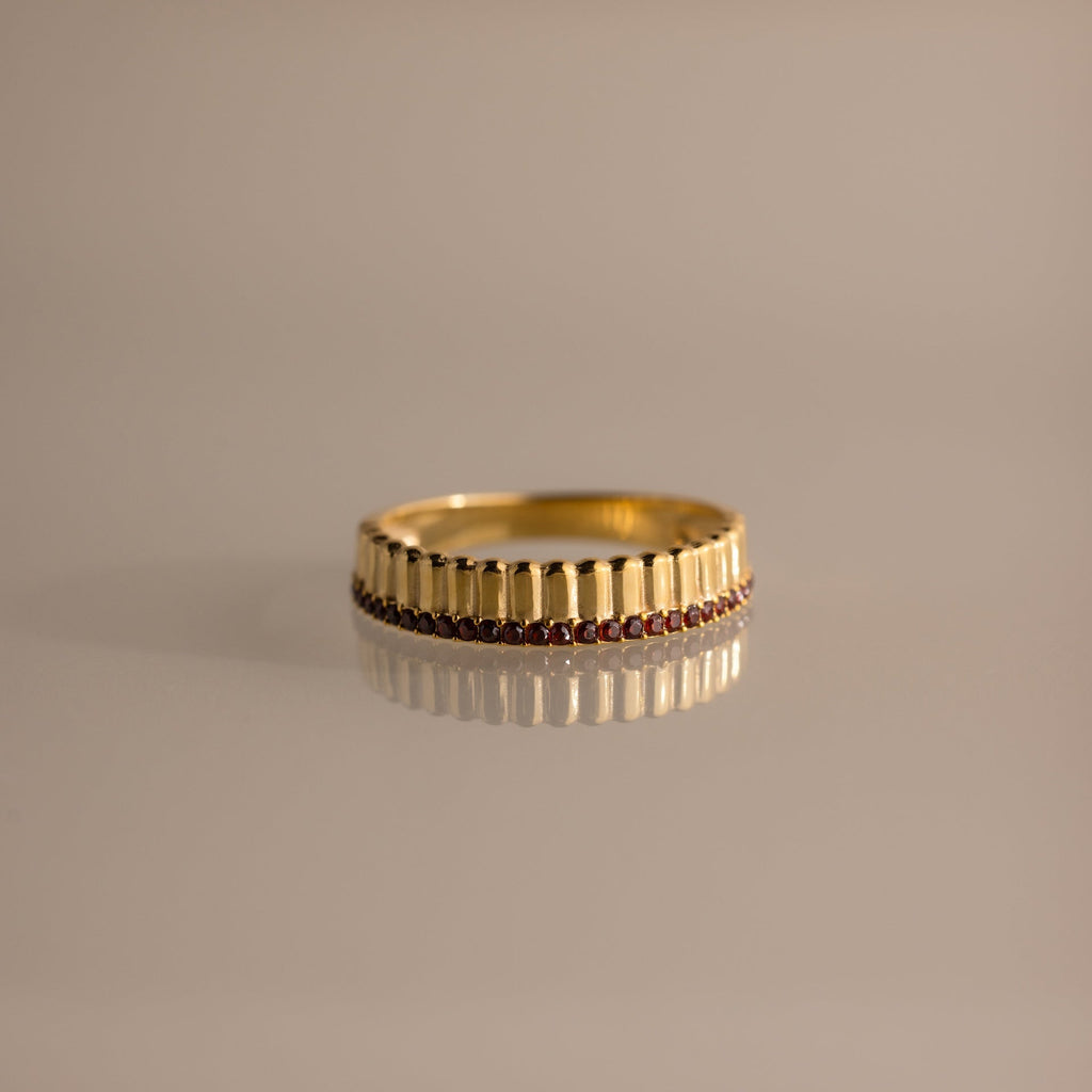 Ribbed Birthstone Stack Ring
