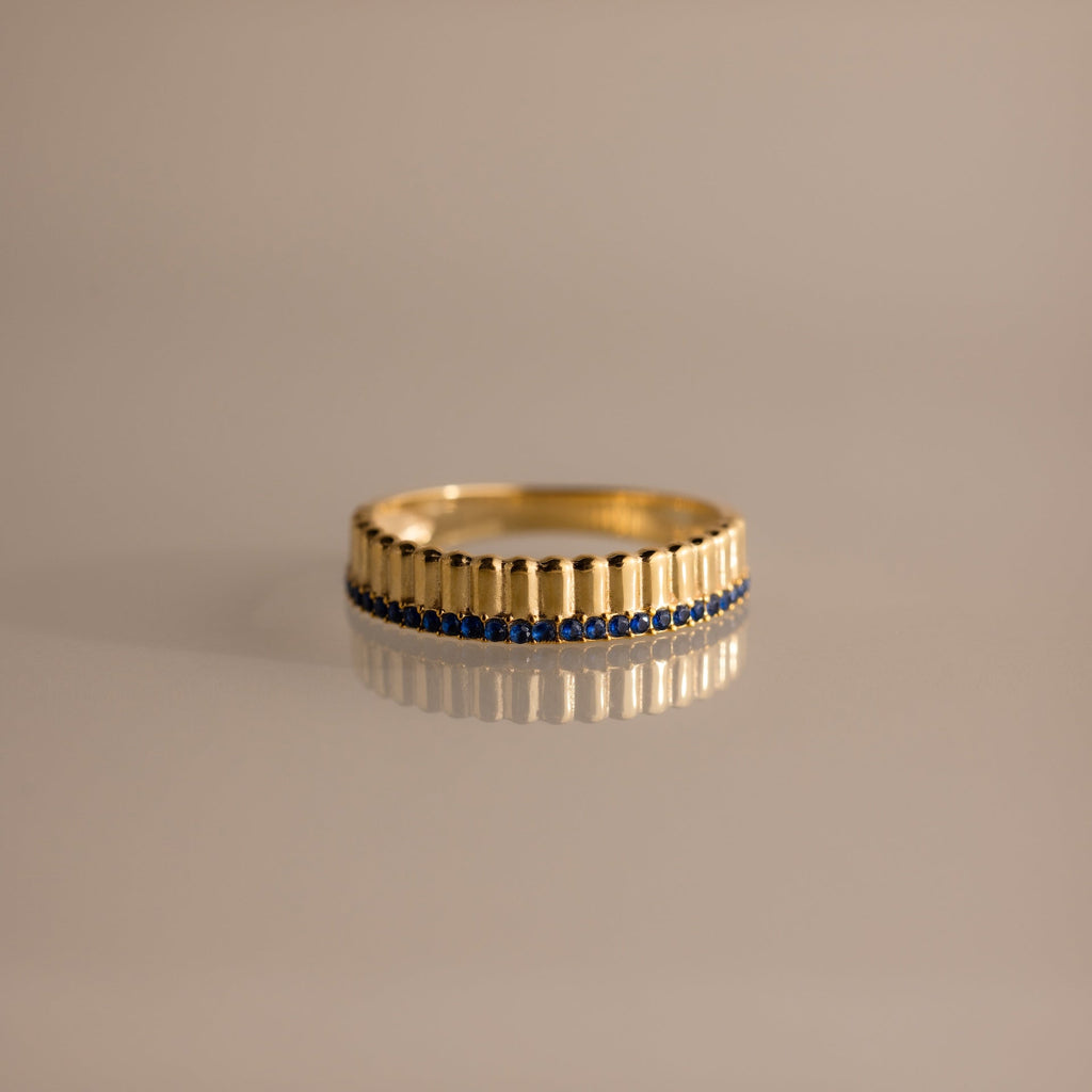 Ribbed Birthstone Stack Ring