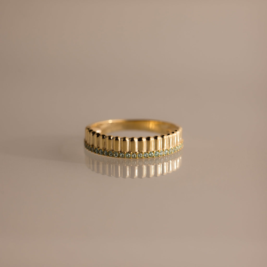 Ribbed Birthstone Stack Ring