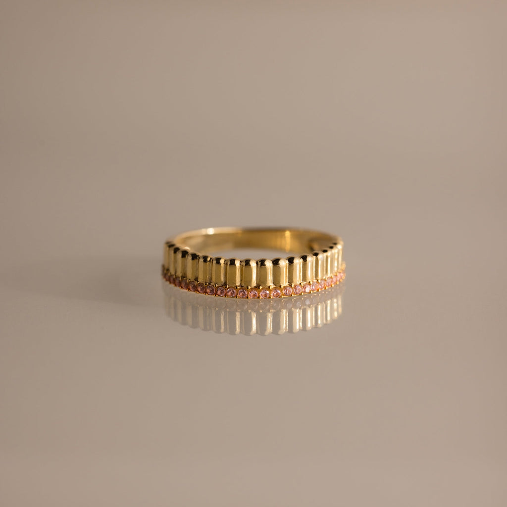 Ribbed Birthstone Stack Ring