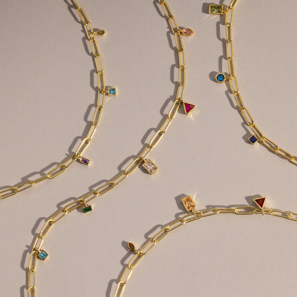 Mixed Birthstone Charm Necklace