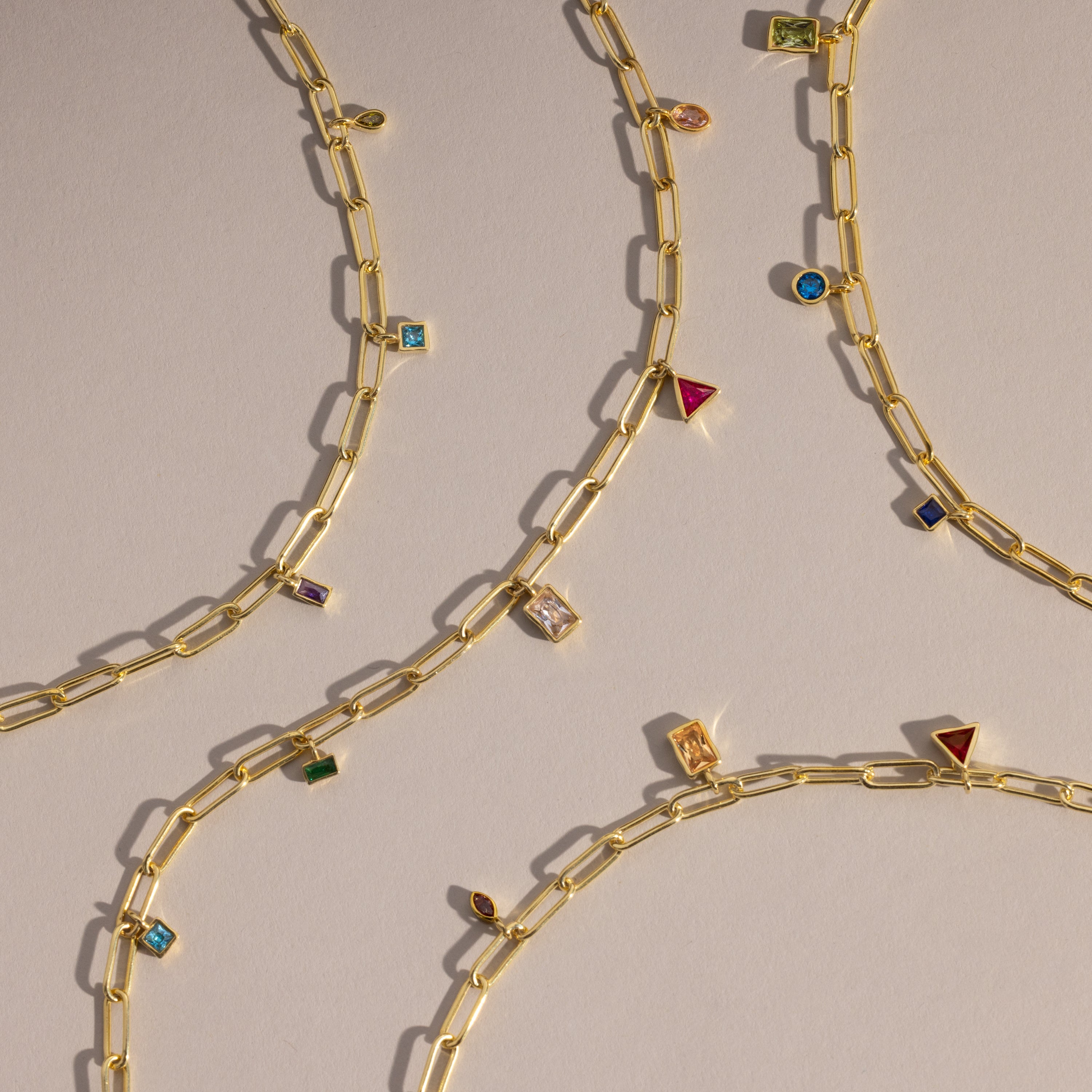 Mixed Birthstone Charm Necklace