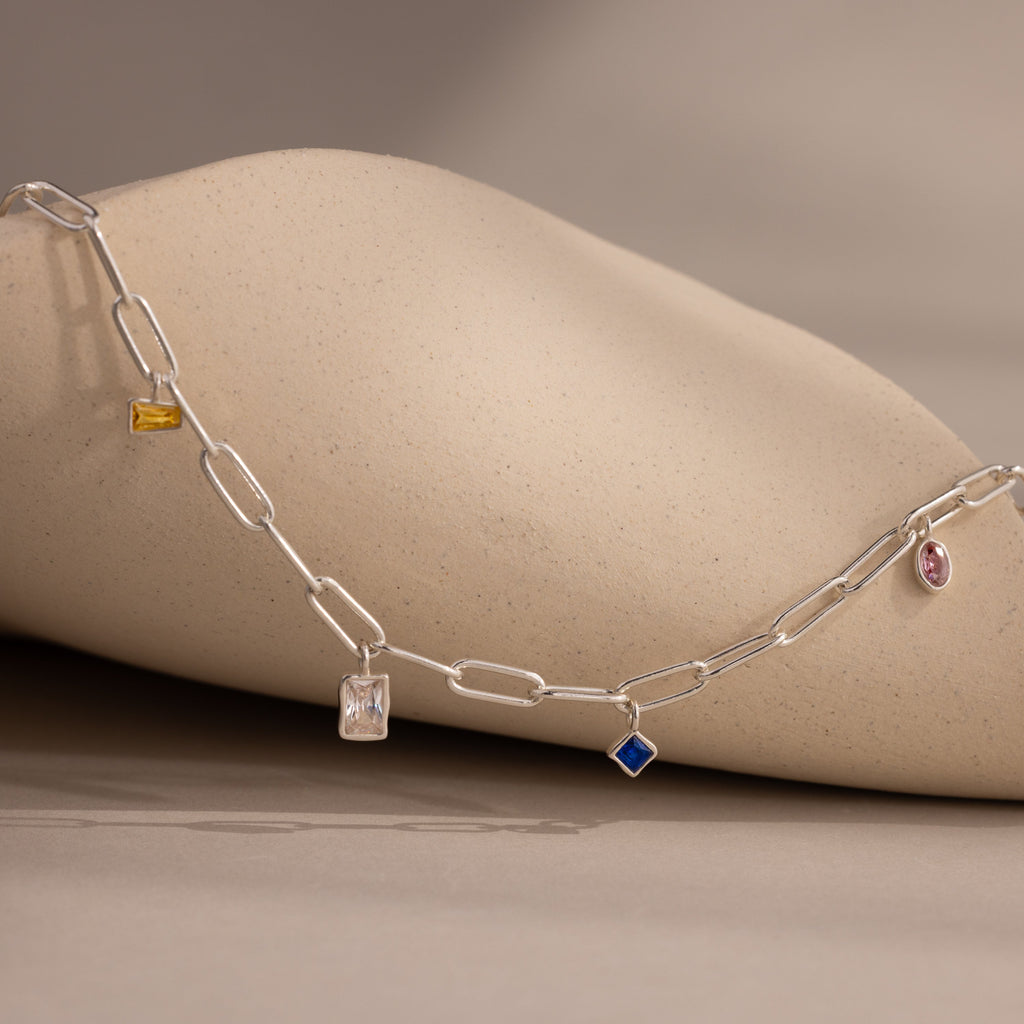 Mixed Birthstone Charm Necklace