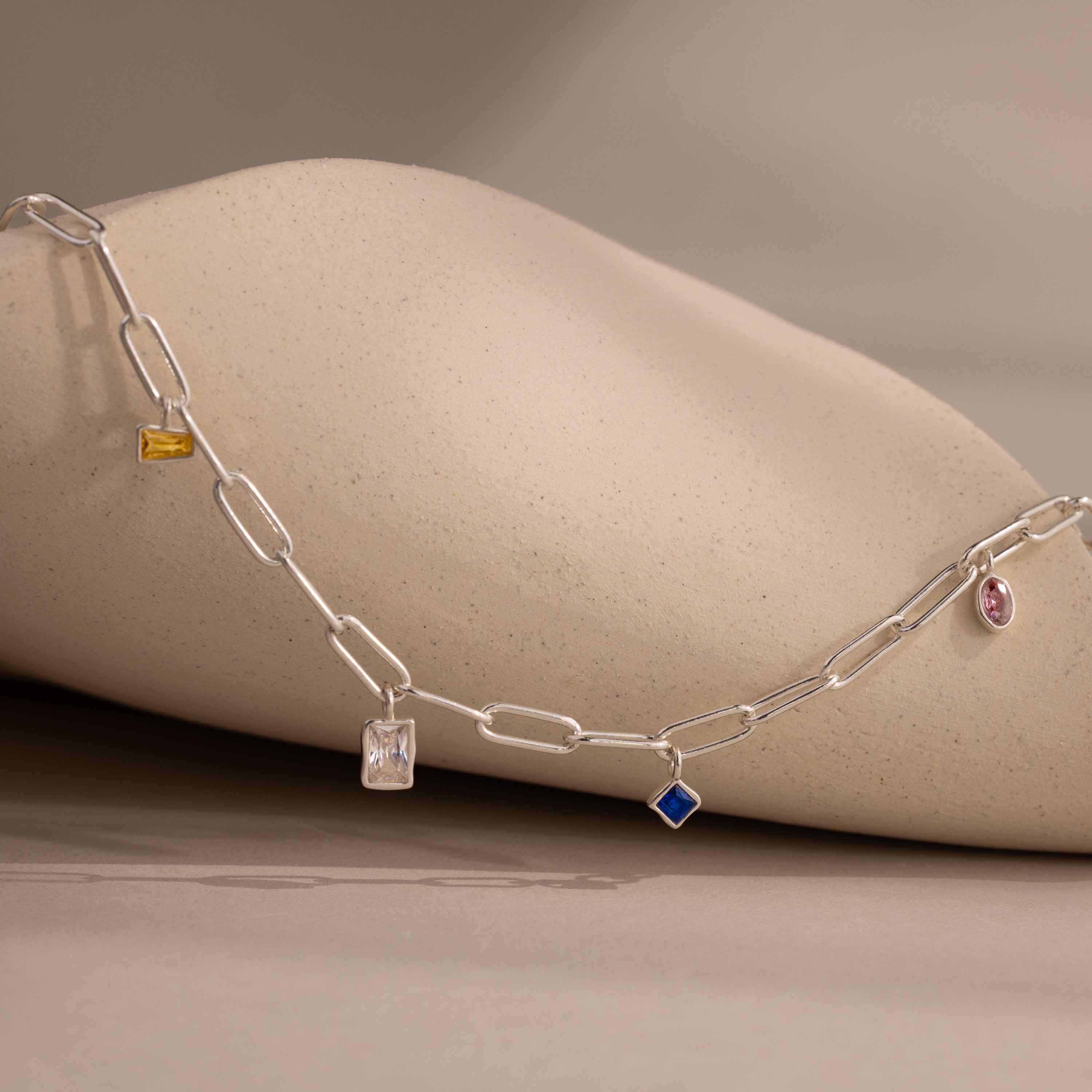 Mixed Birthstone Charm Necklace