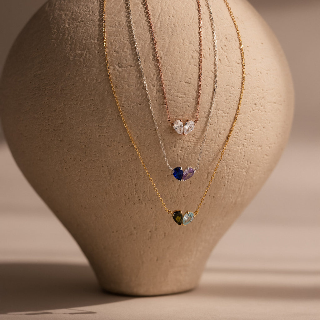 Toi et Moi Teardrop Heart Necklace