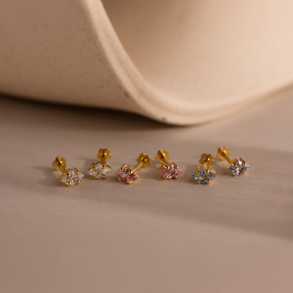 Rhombus Birthstone Flatback Studs