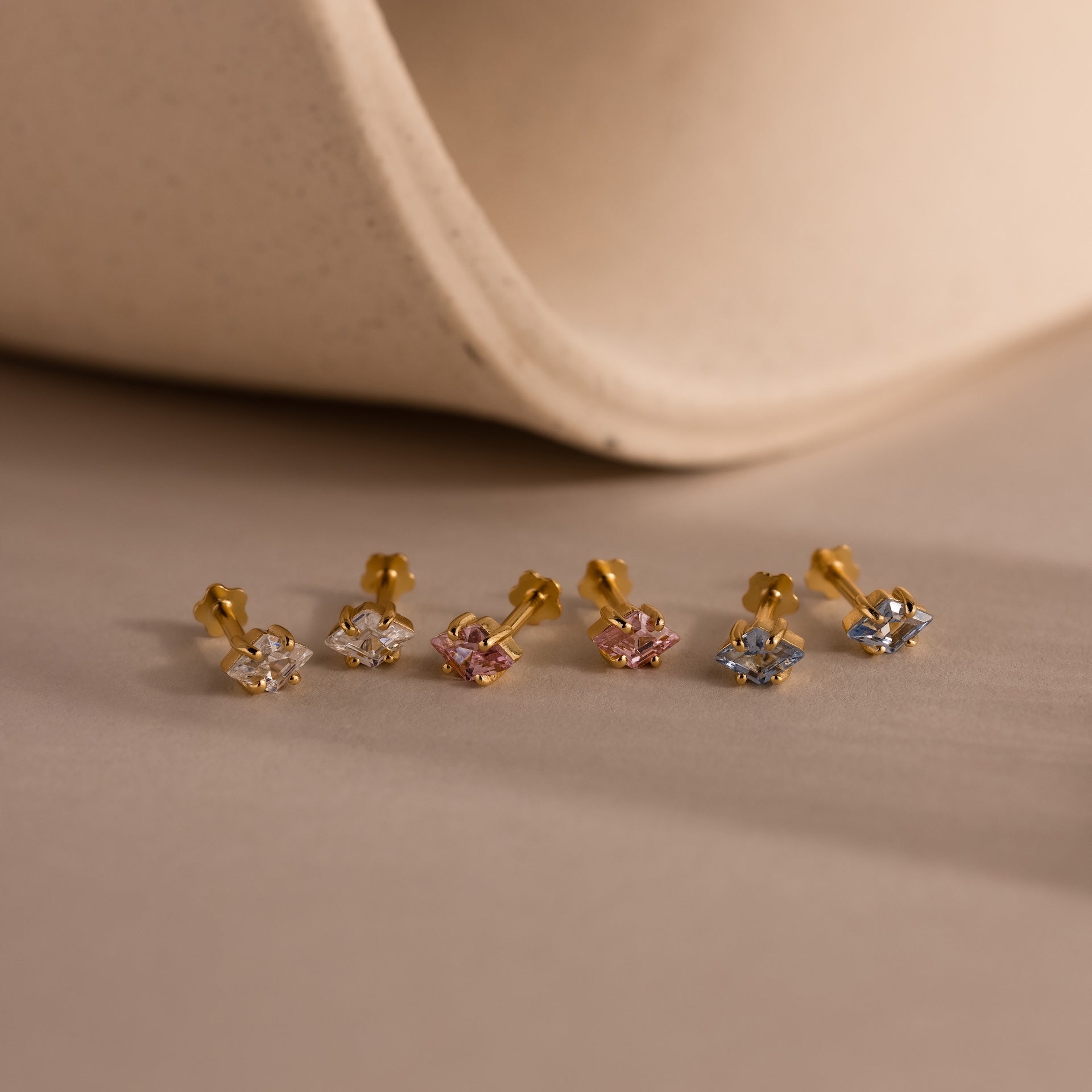 Rhombus Birthstone Flatback Studs