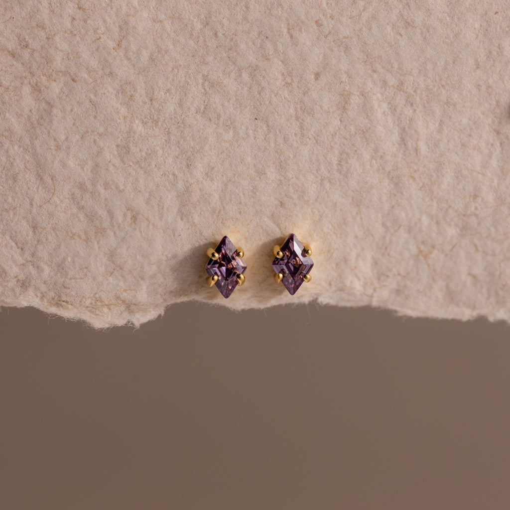 Rhombus Birthstone Flatback Studs