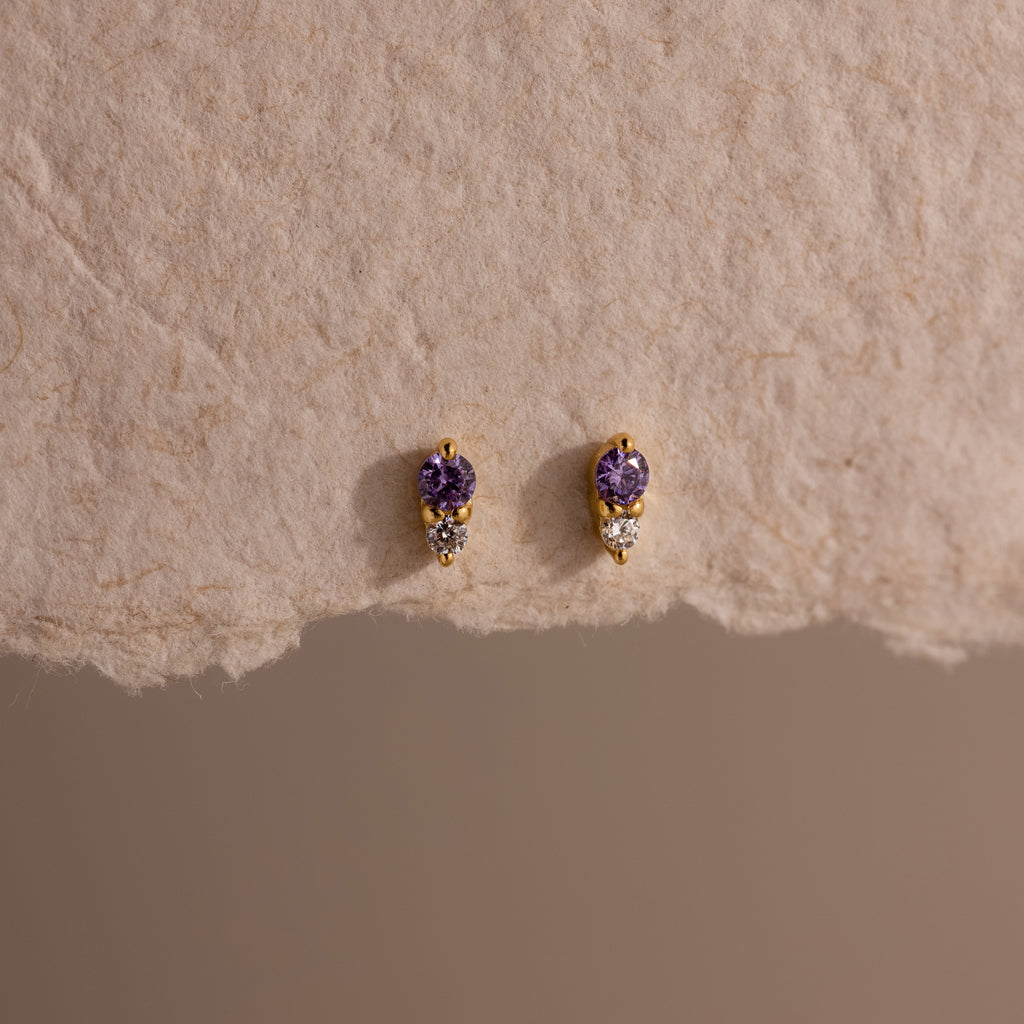 Tiny Duo Birthstone Flatback Studs
