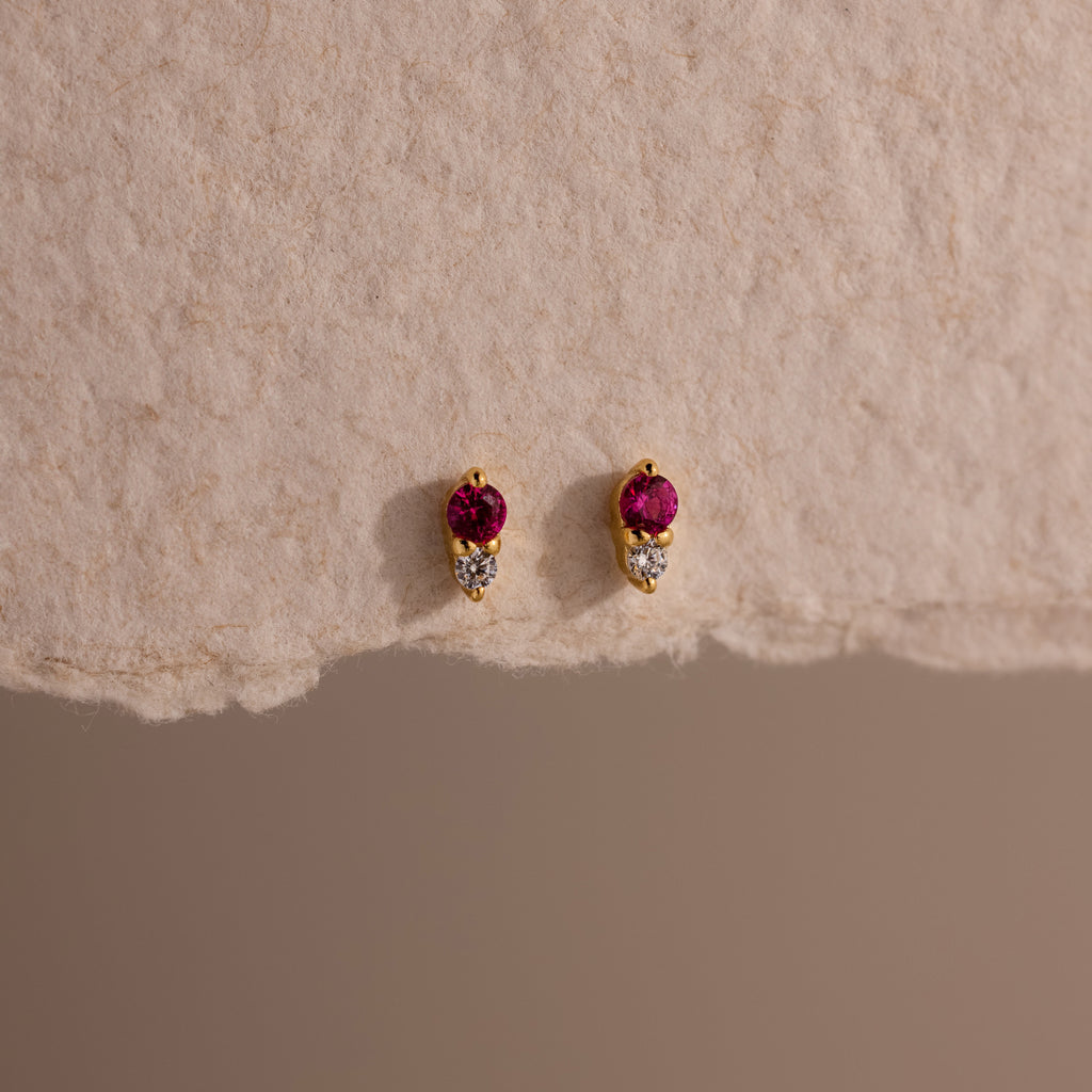 Tiny Duo Birthstone Flatback Studs