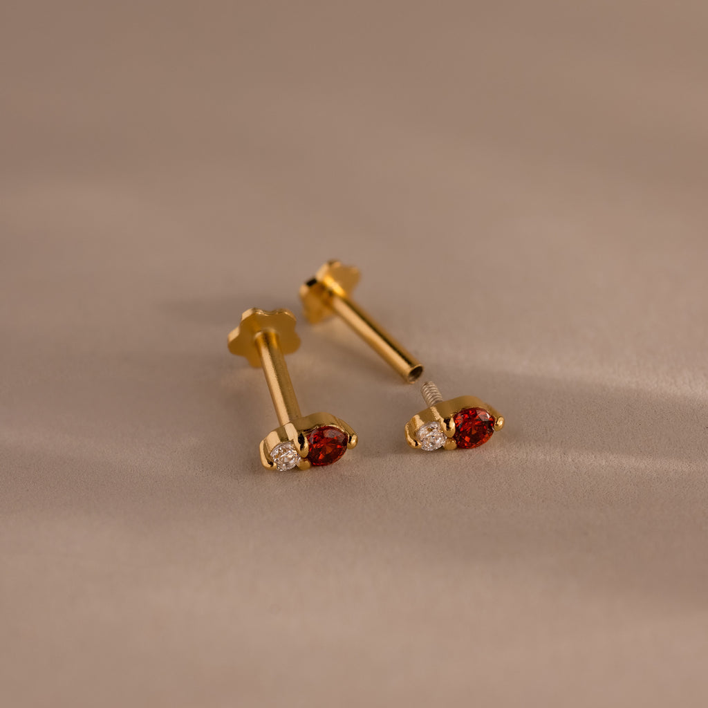 Tiny Duo Birthstone Flatback Studs