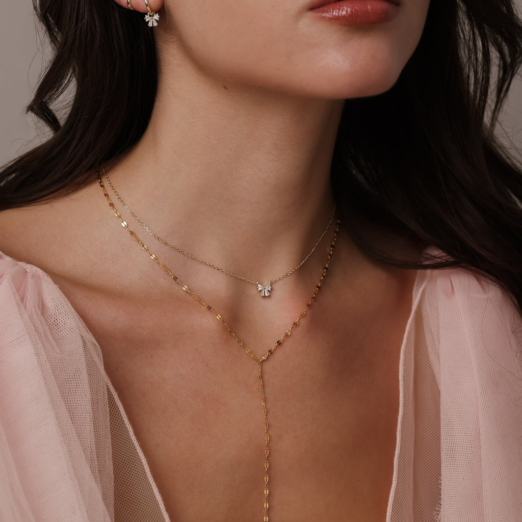 Mirror Chain Lariat Necklace