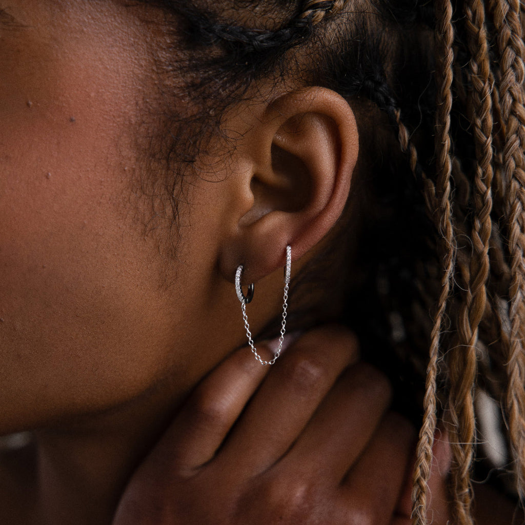 Pave Duo Chain Earring
