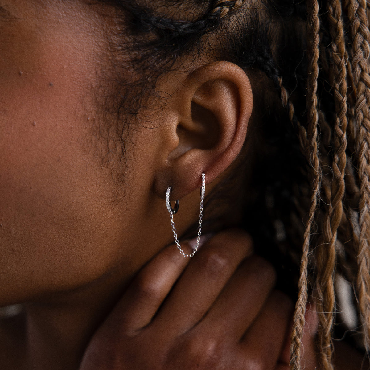 Pave Duo Chain Earring