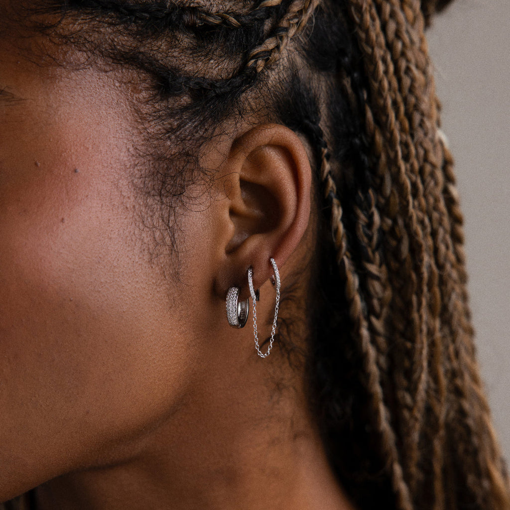 Pave Duo Chain Earring