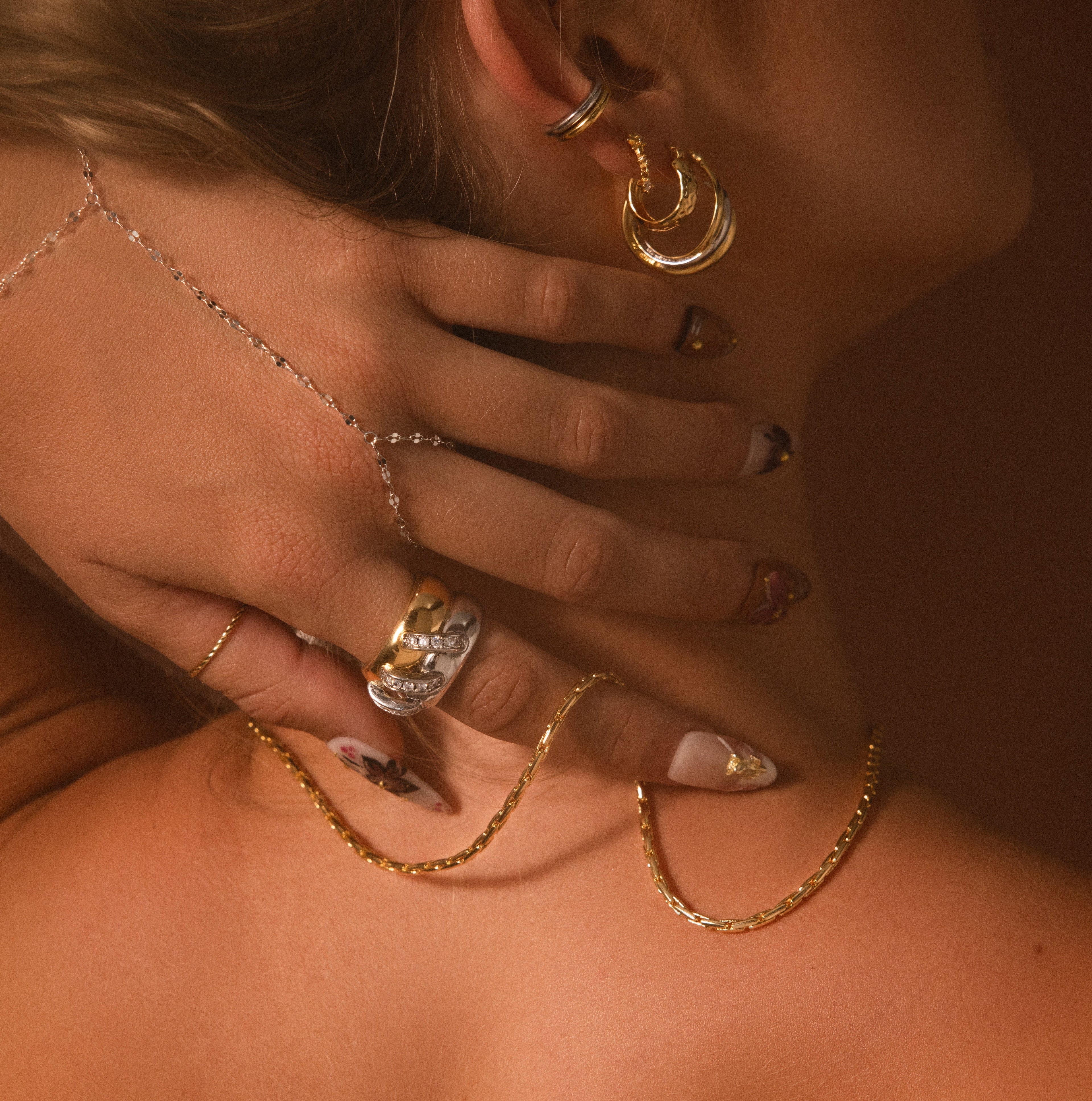 Sculpted Mixed Metal Link Ring