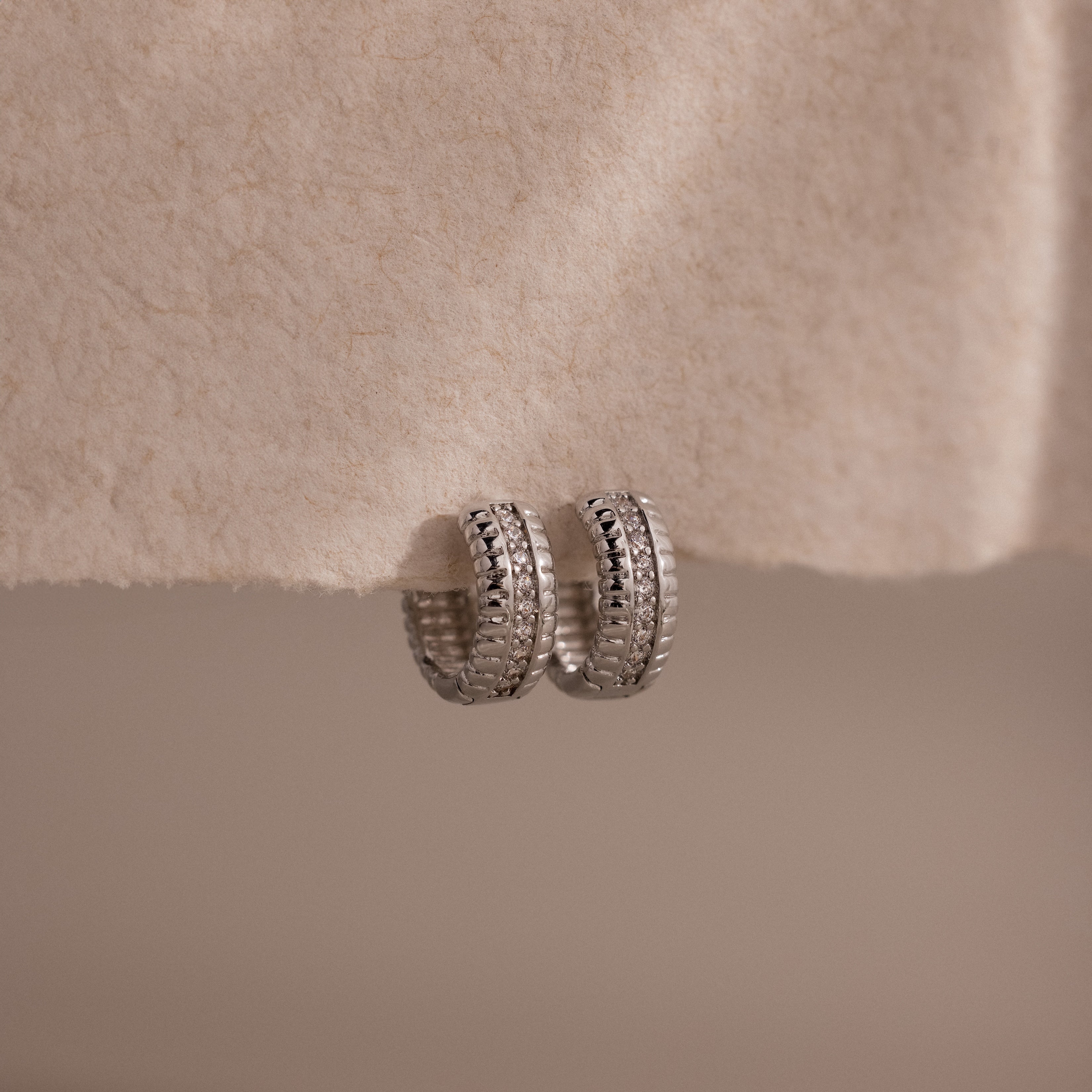 Ribbed Pave Huggies