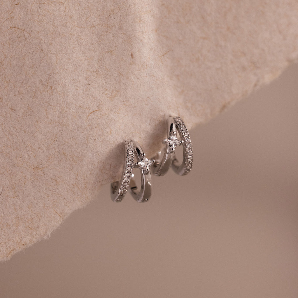 Pave Diamond Duo Huggies
